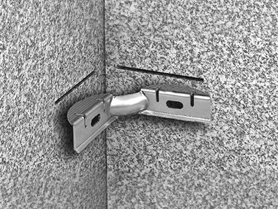 接着剤で固定できる耐震金具:接着L型モノコック金具